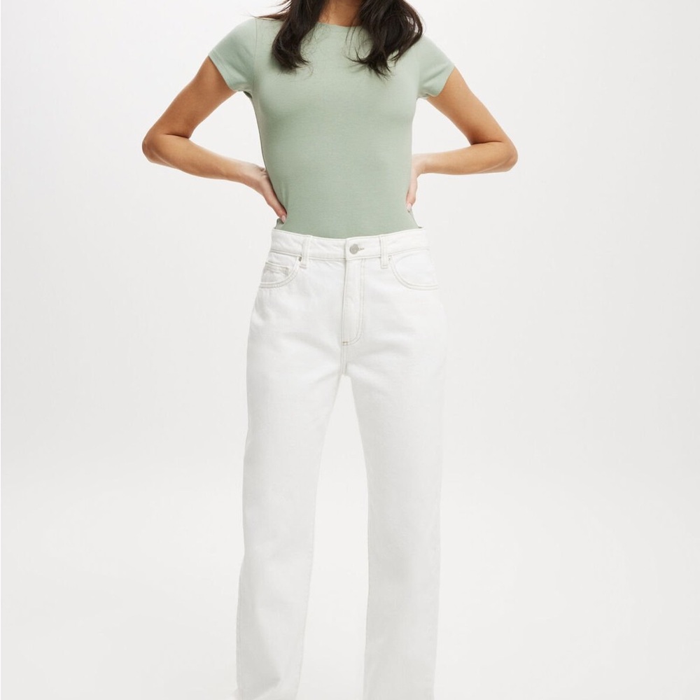 Cotton On White Straight Leg Jeans High-Waisted